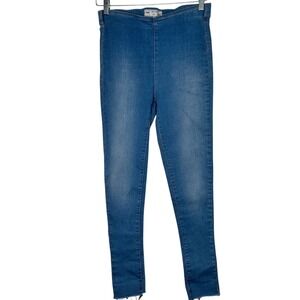 Free People High Rise Denim Leggings Womens 27(28) Frayed Hem Pull On‎ Jeans